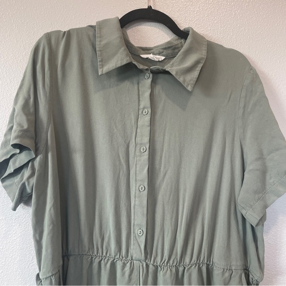 Caslon Tie Waist Jumpsuit Button Down Front Romper Short Sleeve Womens Size 2X - Picture 5 of 11